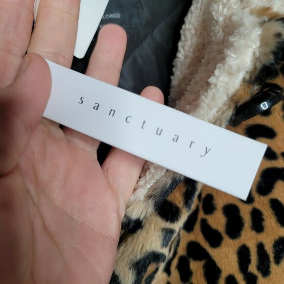 Sanctuary Sierra Print Faux Fur Coat Fleece Lining Leopard & Sherpa Size 1X NWT - Picture 7 of 10